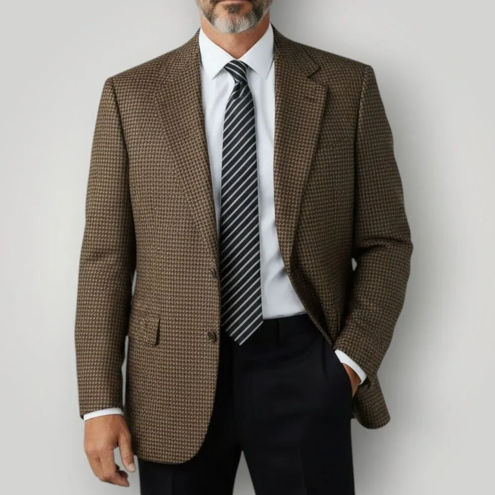 Vintage NORDSTROM Mens Blazer 44L Sport Coat 2-Button Jacket Brown Alpaca Wool